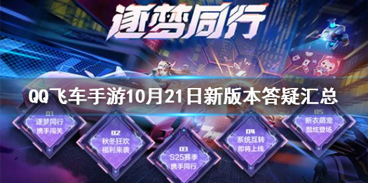 QQ飞车手游10月21日新版本答疑汇总 QQ飞车手游10.21新版本FAQ一览